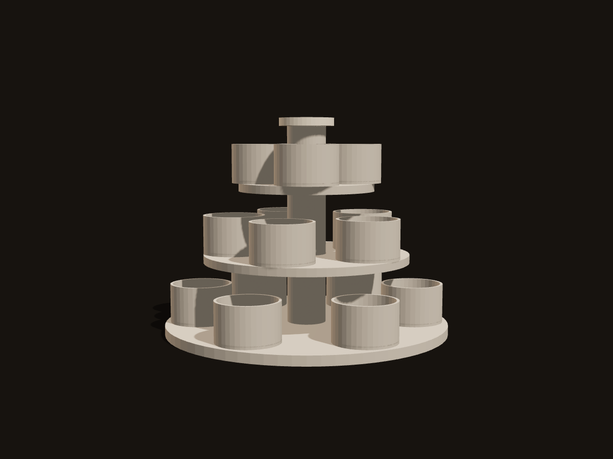 3D-Rendering des Entwurfs: Farbständer für Miniaturenmaler, Vorderansicht