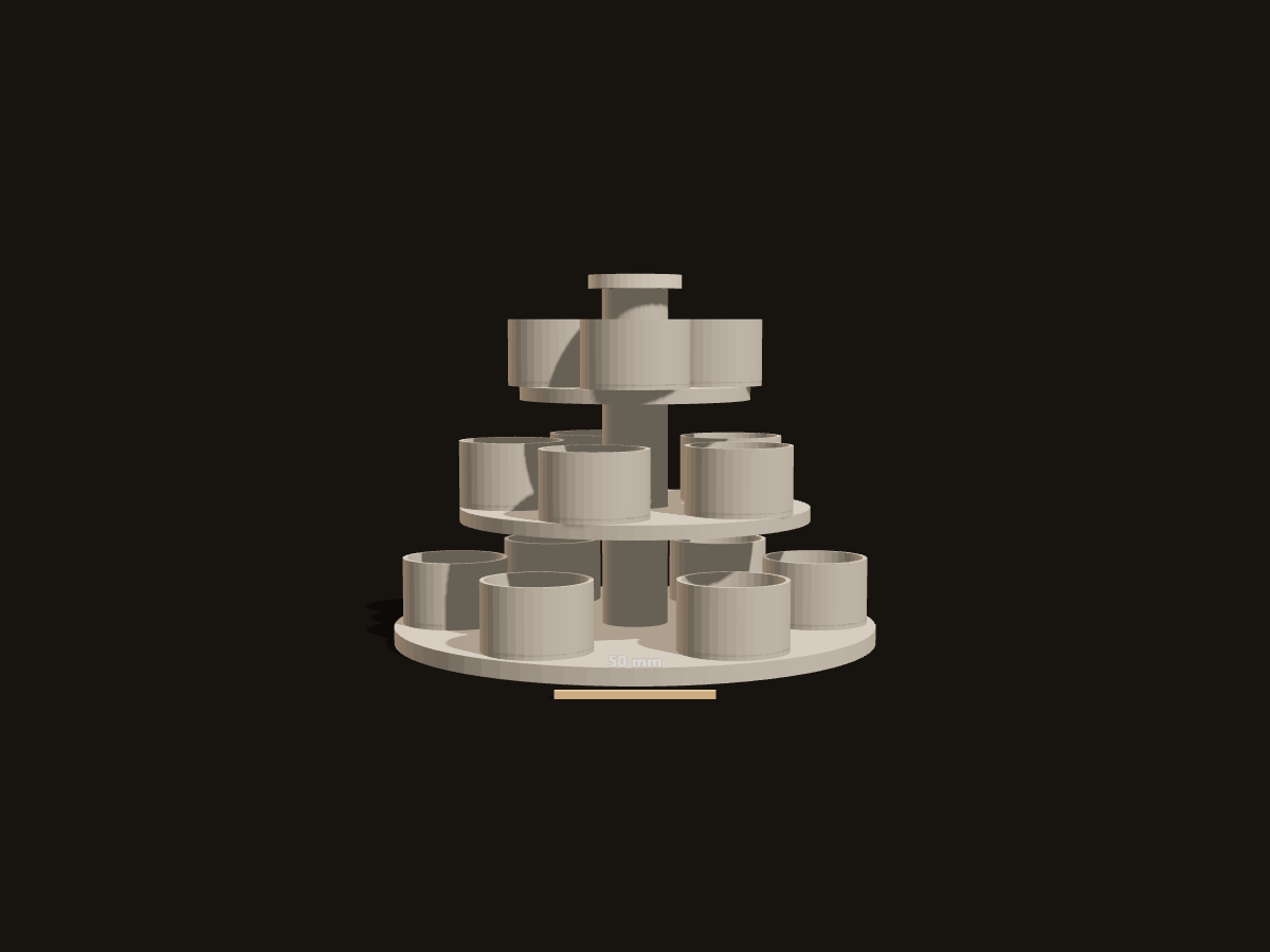 3D-Rendering des Entwurfs: Farbständer für Miniaturenmaler, Größenvergleich