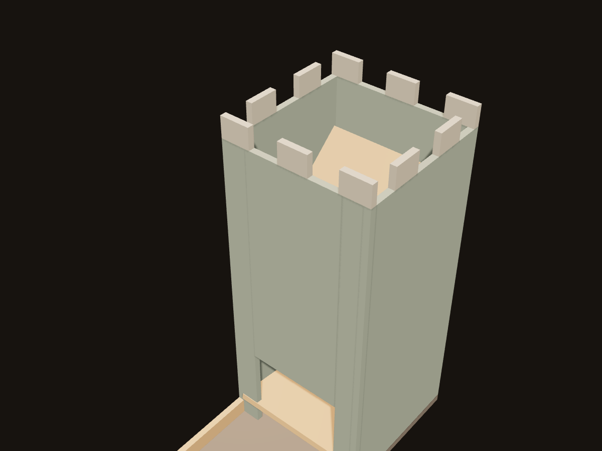 3D-Rendering: Farbvorschlag für den handbemalten Würfelturm