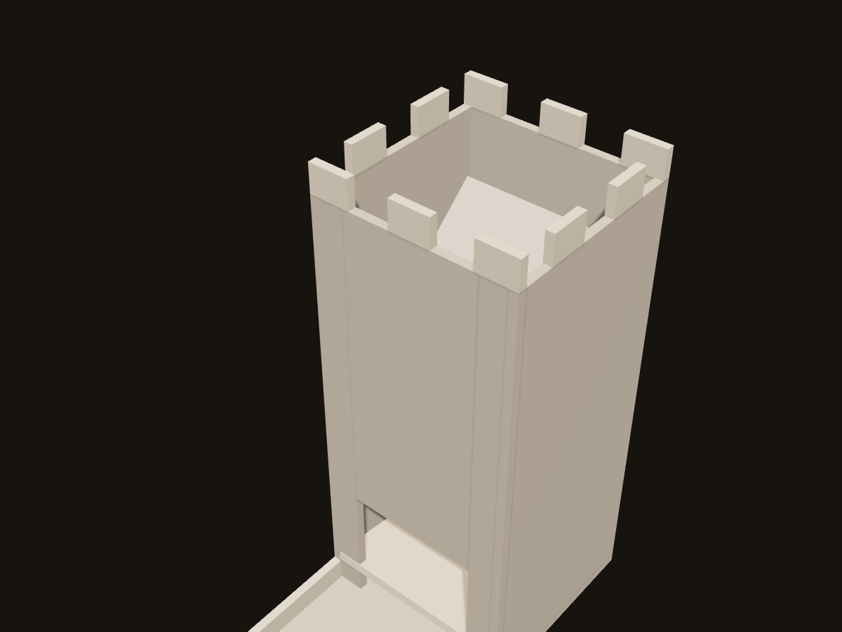 3D-Rendering des Entwurfs: Würfelturm, Detailansicht